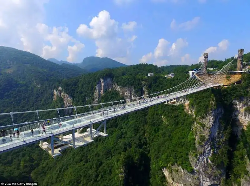 inaugurato in cina il ponte in vetro piu alto e lungo del mondo