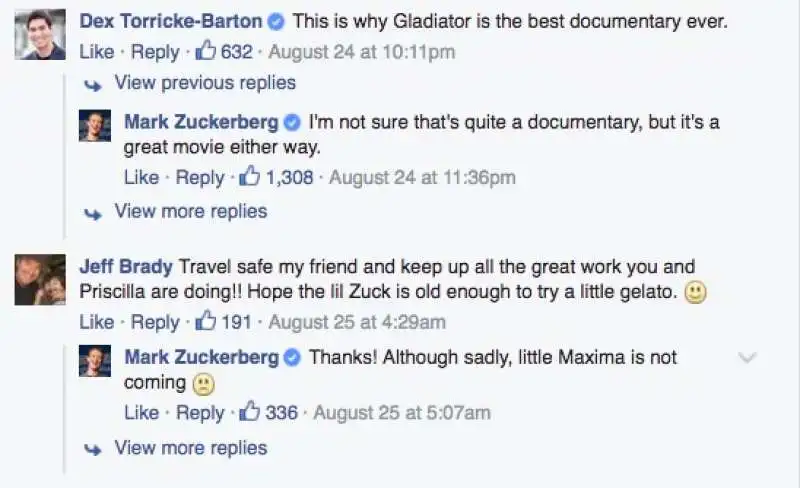 MARK ZUCKERBERG RISPONDE A CHI COMMENTA I SUOI POST