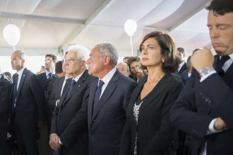 MATTARELLA GRASSO BOLDRINI RENZI AI FUNERALI DI AMATRICE