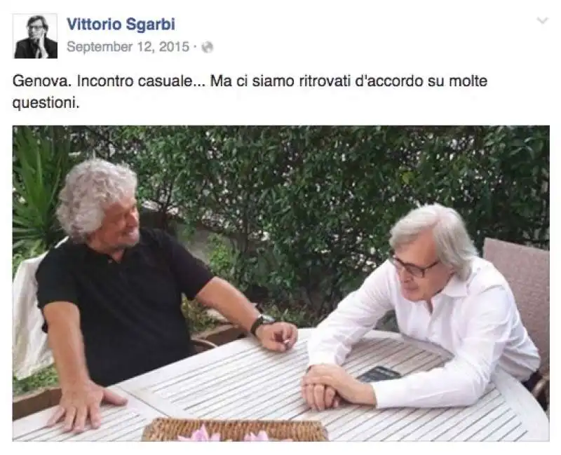 VITTORIO SGARBI E LA VECCHIA FOTO CON BEPPE GRILLO