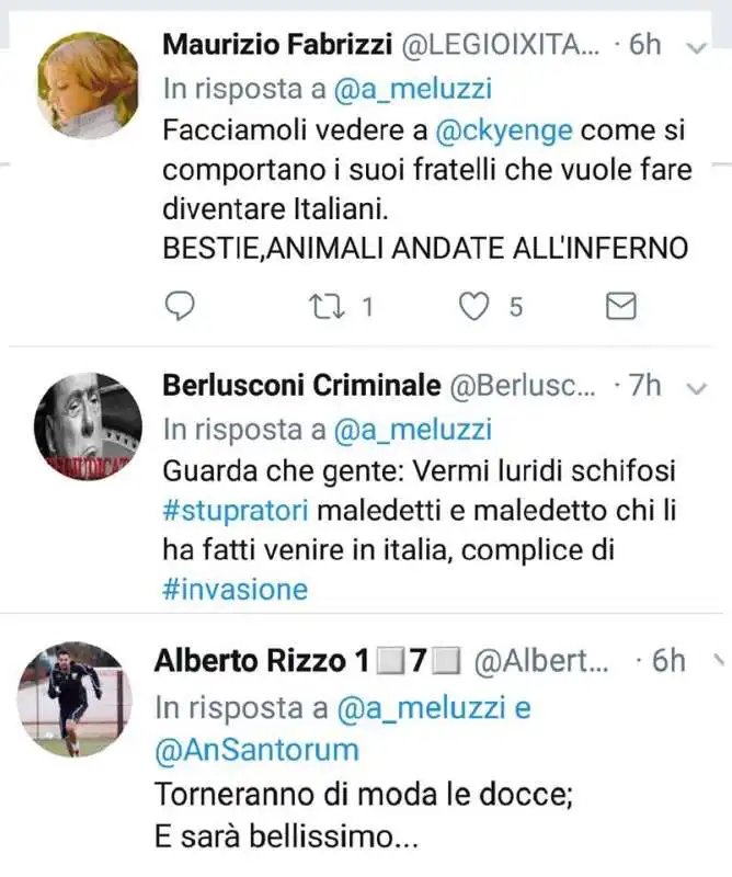 commenti al tweet di meluzzi