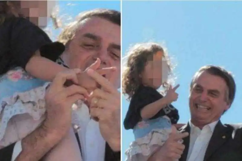 bolsonaro fa fare il segno della pistola a una bambina