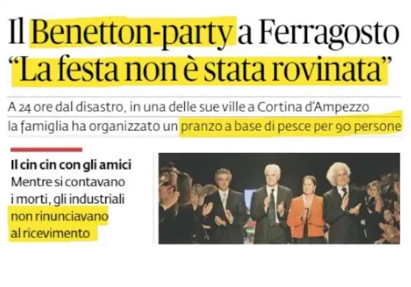 crollo del ponte di genova   il party dei benetton