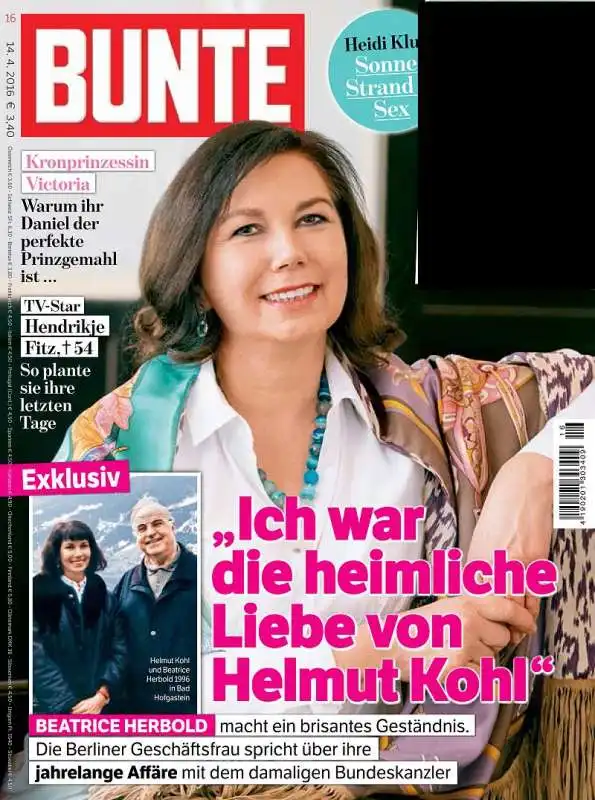 beatrice herbold, l'amante di helmut kohl in copertina su bunte