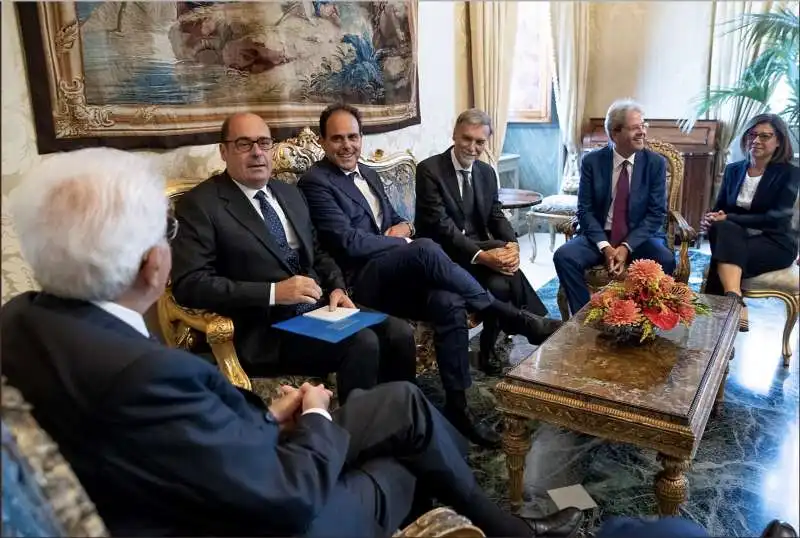 CONSULTAZIONI - LA DELEGAZIONE DEL PARTITO DEMOCRATICO DA MATTARELLA  - NICOLA ZINGARETTI ANDREA MARCUCCI GRAZIANO DELRIO PAOLO GENTILONI PAOLA DE MICHELI