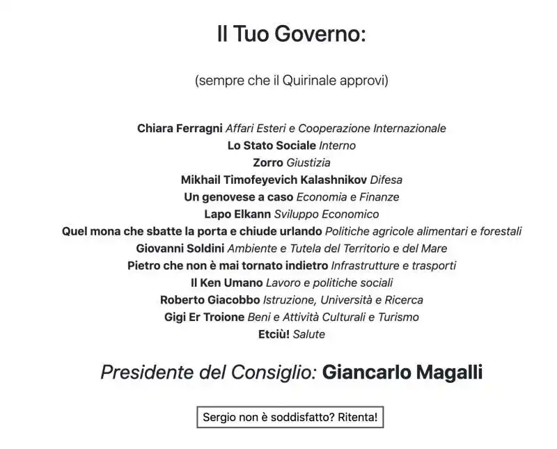 generatore automatico di governi 10