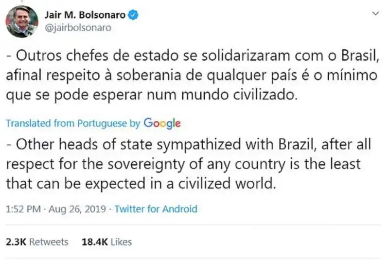 i tweet di jair bolsonaro 3