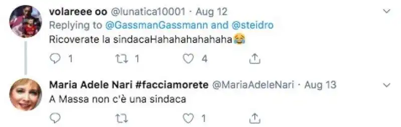 i tweet in cui si ricorda a gassmann che il sindaco e' uomo 13