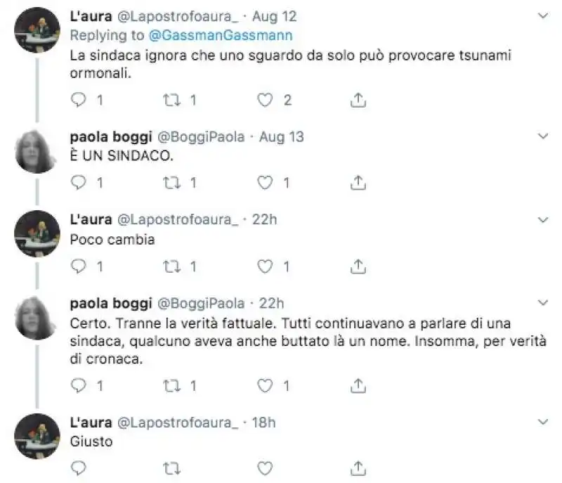 i tweet in cui si ricorda a gassmann che il sindaco e' uomo 2