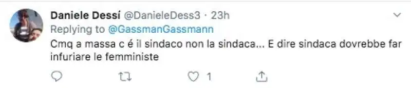 i tweet in cui si ricorda a gassmann che il sindaco e' uomo 8