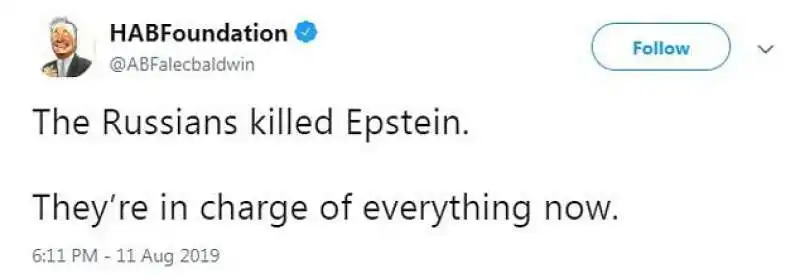 IL TWEET DI BALDWIN SU EPSTEIN