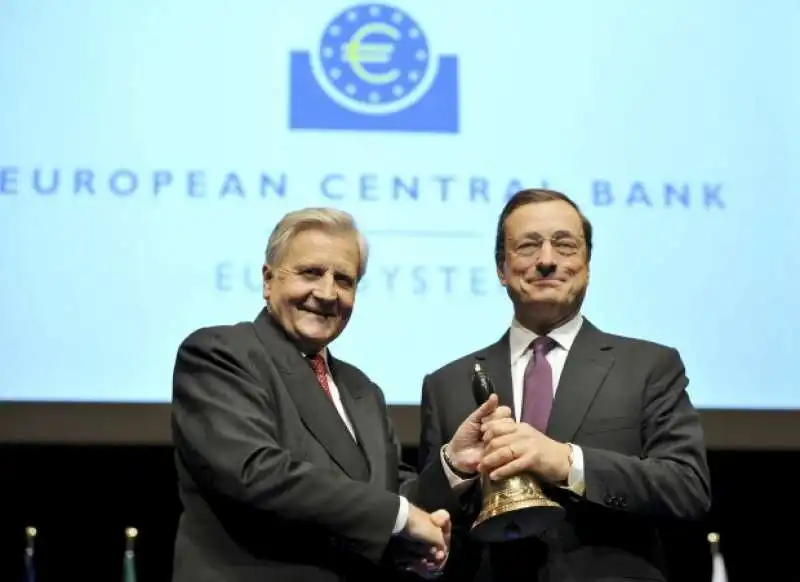 jean claude trichet e mario draghi   passaggio di consegne