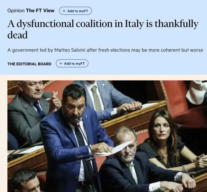 L'ARTICOLO DEL FINANCIAL TIMES SULLA CRISI DI GOVERNO