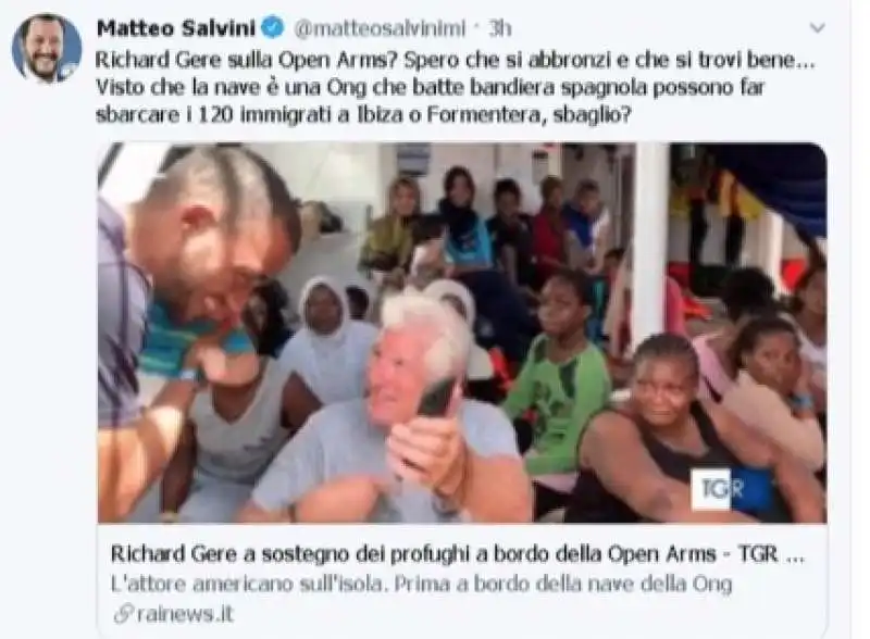 la risposta di salvini a richard gere  1