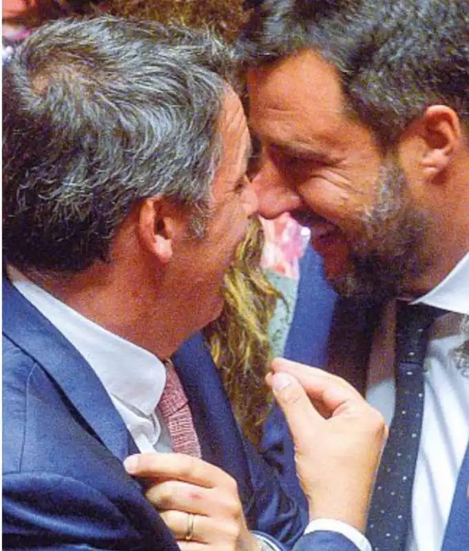 matteo salvini e matteo renzi si incrociano in senato