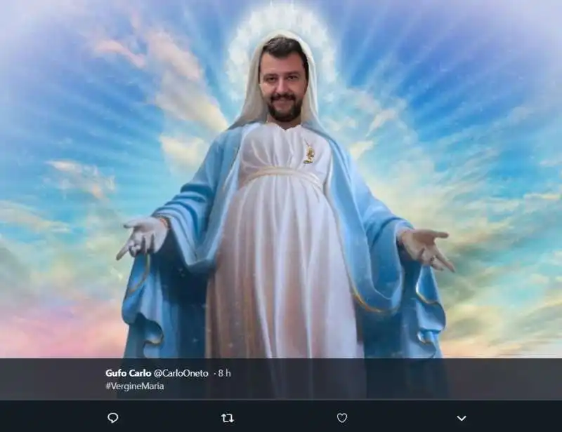 meme su salvini e la vergine maria