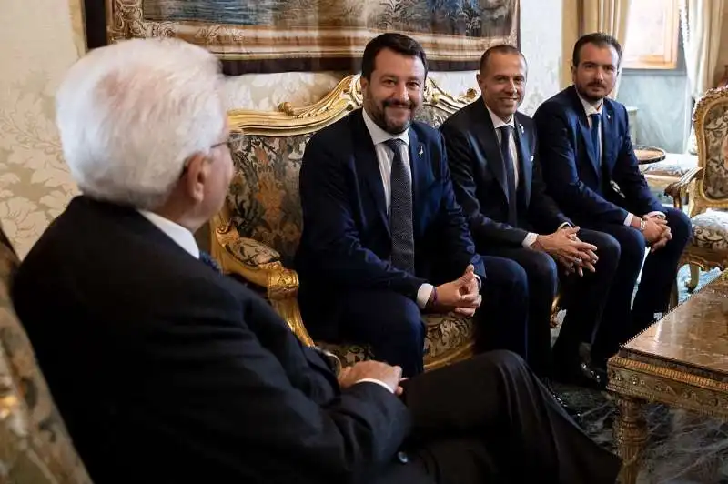 SERGIO MATTARELLA CON LA DELEGAZIONE DELLA LEGA - MATTEO SALVINI MASSIMILIANO ROMEO RICCARDO MOLINARI