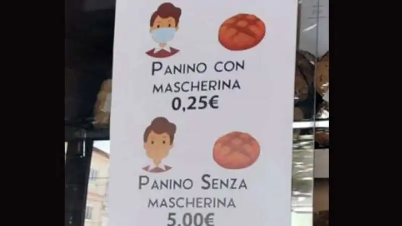 a napoli se entri senza mascherina il pane costa di piu' 