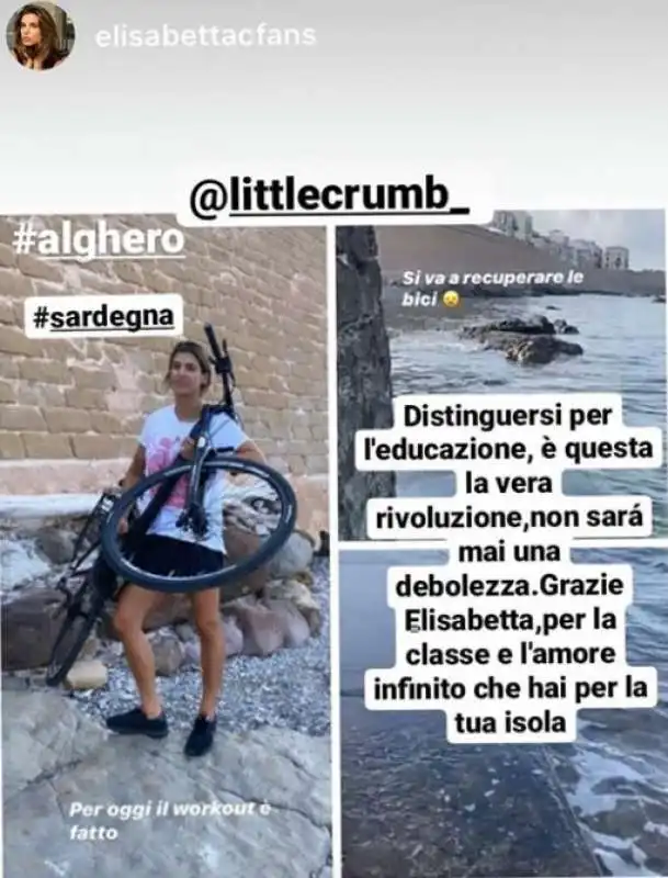 elisabetta canalis e le bici lanciate dalla scogliera ad alghero 4