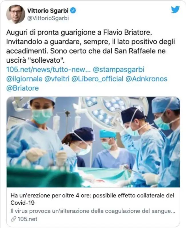 IL TWEET DI AUGURI DI  VITTORIO SGARBI A FLAVIO BRIATORE 