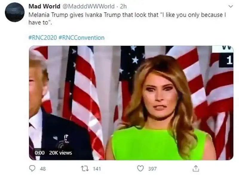 lo sguardo di melania trump dopo aver salutato ivanka 