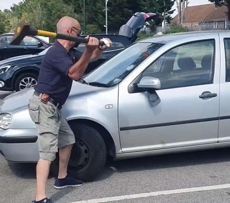 uomo spacca auto per salvare cane 4