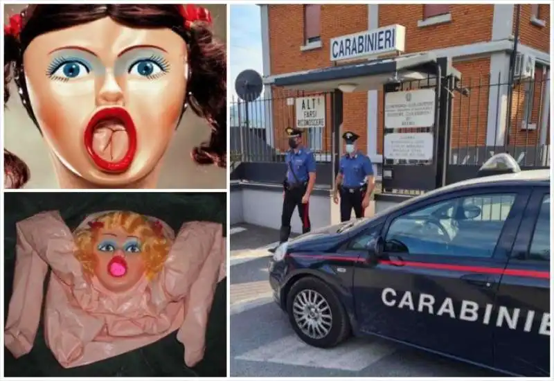 BAMBOLA GONFIABILE CONTRO LA CASERMA DEI CARABINIERI 