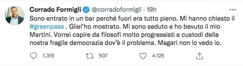 IL TWEET DI CORRADO FORMIGLI CONTRO MASSIMO CACCIARI E GIORGIO AGAMBEN