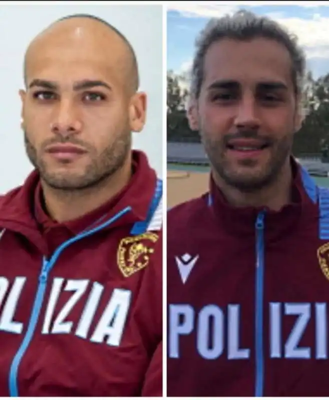 MARCELL JACOBS E GIANMARCO TAMBERI CON LE TUTE DELLA POLIZIA