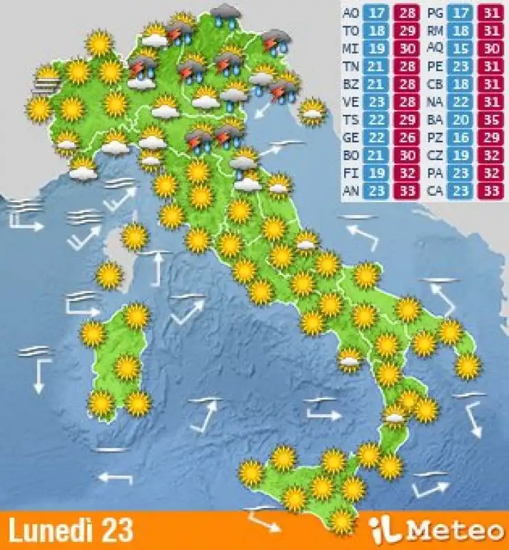 Meteo lunedi