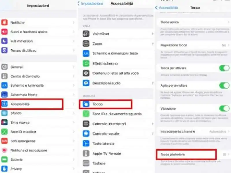 attivare il tocco posteriore su iphone 