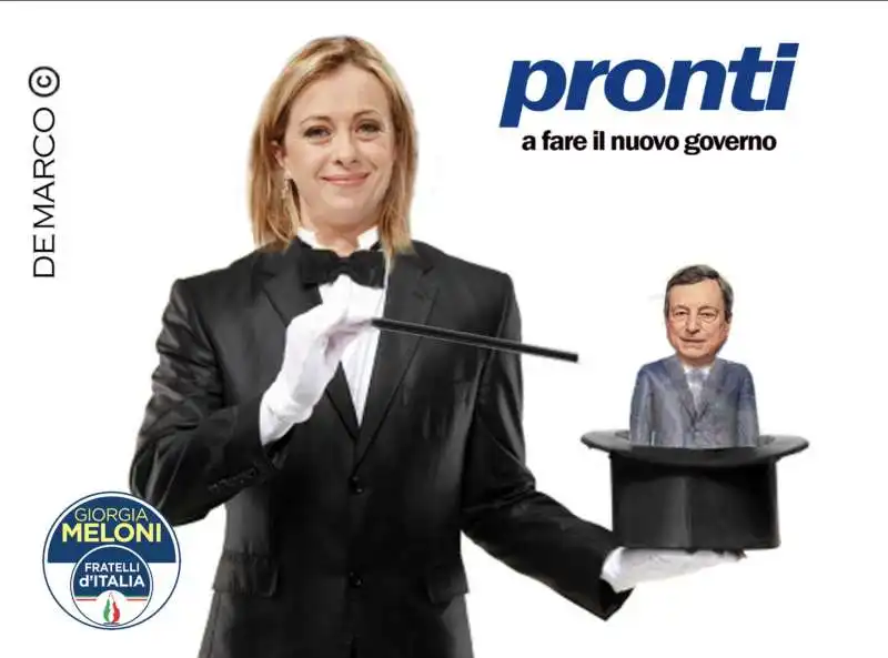 GIORGIA MELONI MARIO DRAGHI  BY DE MARCO 