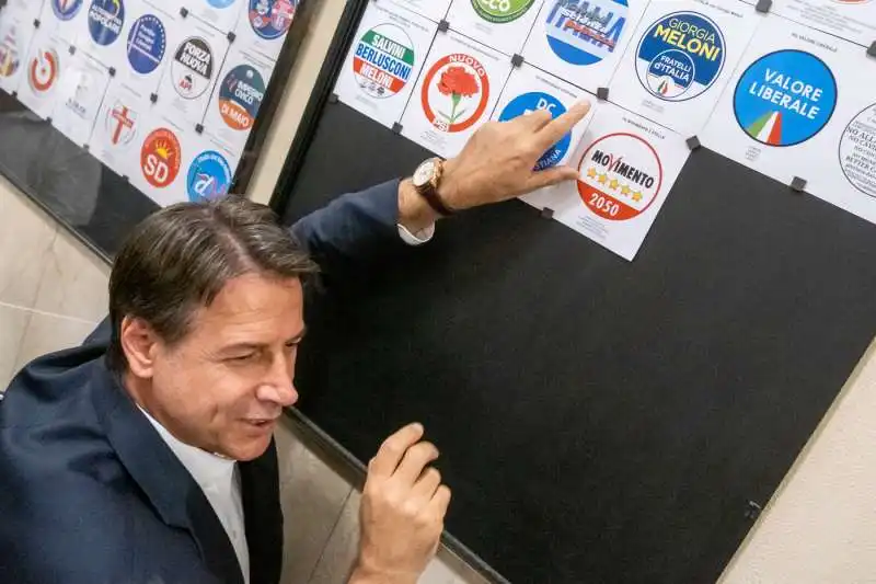 GIUSEPPE CONTE AFFIGGE IL SIMBOLO DEL M5S AL VIMINALE