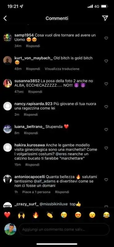 I COMMENTI ALLE FOTO DI ALBA PARIETTI