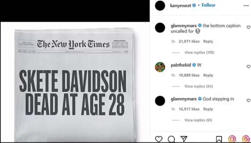 il necrologio di kanye west per pete davidson