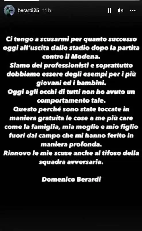 mimmo berardi si scusa per il litigio con il tifoso 