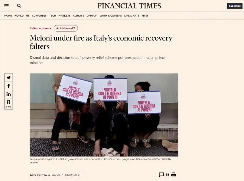 ARTICOLO DEL FINANCIAL TIMES SU GIORGIA MELONI