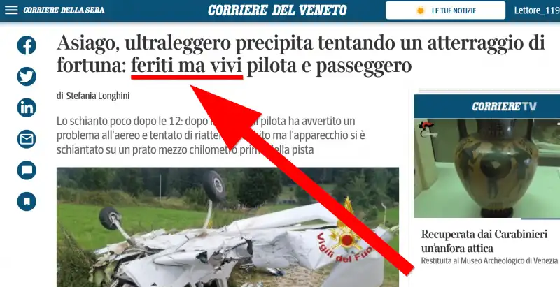 corriere della sera, feriti ma vivi