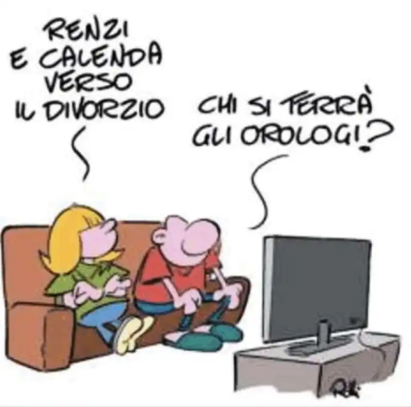 divorzio renzi calenda   vignetta by rolli   il giornalone   la stampa 