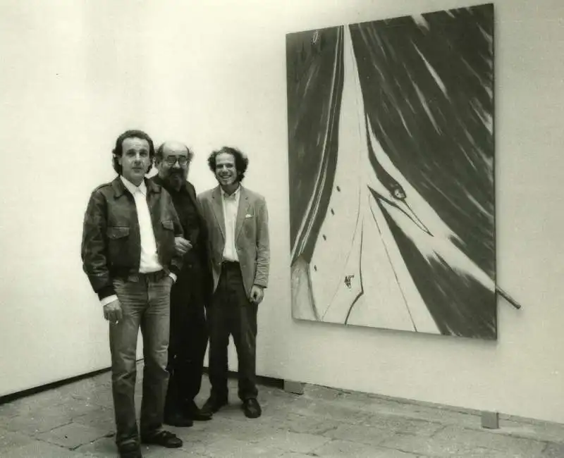 enzo cucchi e nicola de maria con emilio mazzoli alla_biennale del 1980