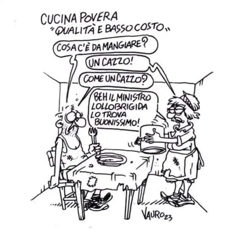 FRANCESCO LOLLOBRIGIDA E I POVERI - VIGNETTA DI VAURO