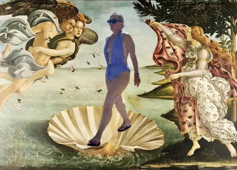 GIORGIA MELONI COME LA VENERE DI BOTTICELLI - MEME BY OTTAVIO CAPPELLANI