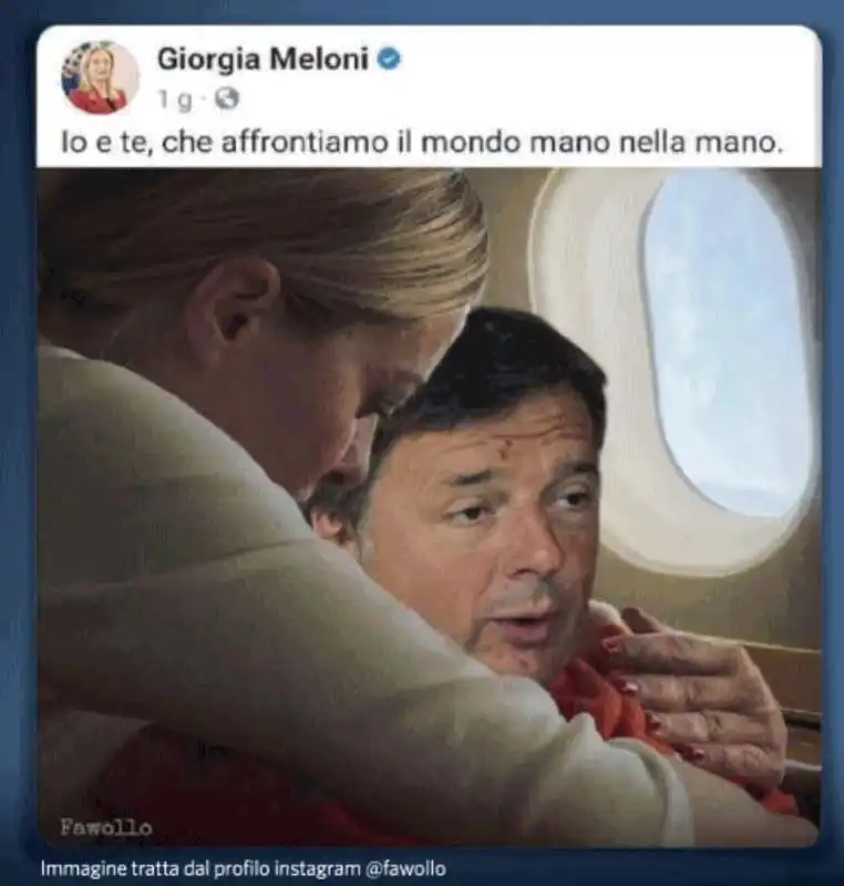 giorgia meloni e matteo renzi   meme by fawollo   pubblicato dal fatto quotidiano 