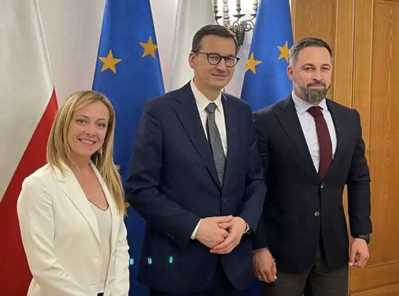 GIORGIA MELONI MATEUSZ MORAWIECKI SANTIAGO ABASCAL

