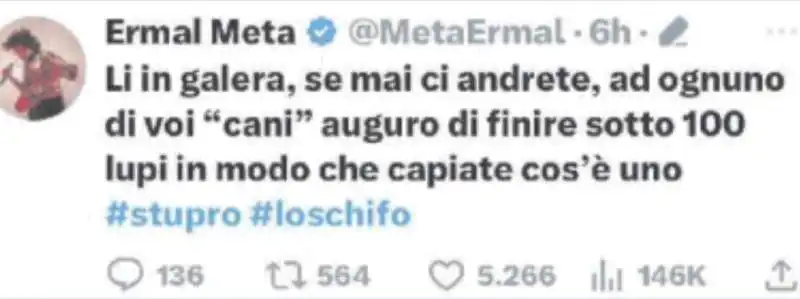 il tweet di ermal meta dopo lo stupro di palermo