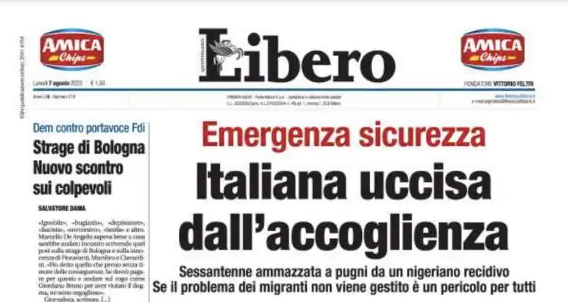 italiana uccisa dall accoglienza   titolo di libero sulla morte di iris setti a rovereto