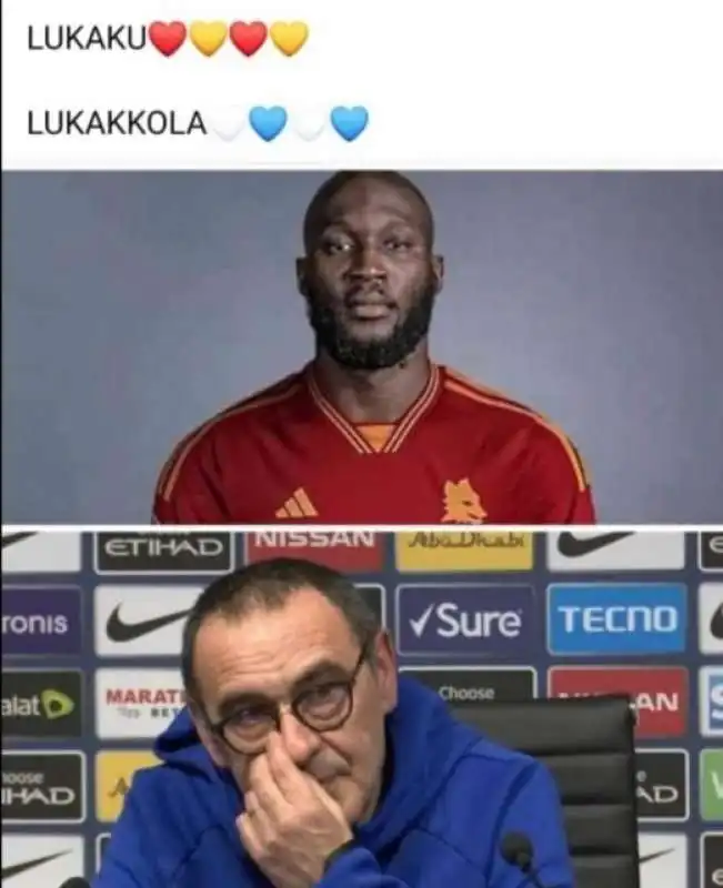 MEME SU ROMELU LUKAKU ALLAA ROMA E MAURIZIO SARRI