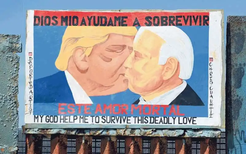 murales donald trump e joe biden che si baciano - tijuana - messico