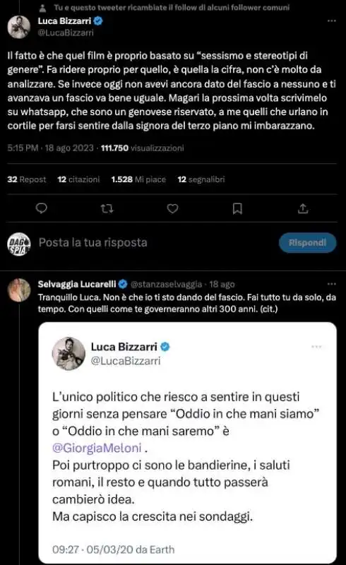 selvaggia lucarelli contro luca bizzarri  