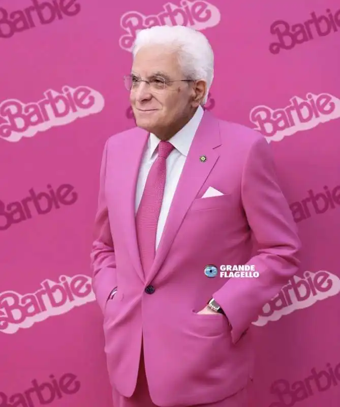 SERGIO MATTARELLA IN ROSA BARBIE - MEME BY GRANDE FLAGELLO